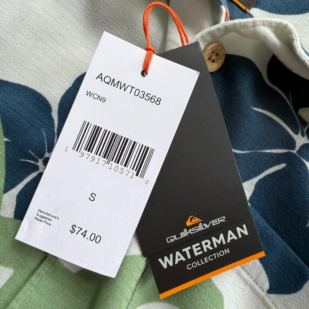 Quiksilver Waterman Shirt Mens Small Split Rock Floral Hawaiian Print NWT - Picture 5 of 9